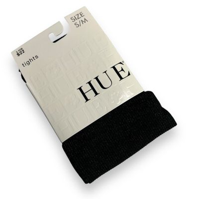 HUE Womens Lurex Rib Tights W/ Control Top Black S/M 1 Pair Pack New